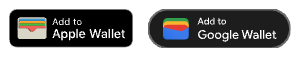 Add to Apple Wallet and Google Wallet buttons side by side